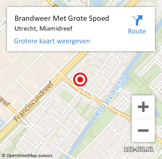 Locatie op kaart van de 112 melding: Brandweer Met Grote Spoed Naar Utrecht, Miamidreef op 4 september 2021 01:56