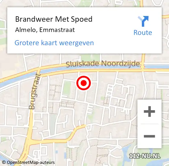 Locatie op kaart van de 112 melding: Brandweer Met Spoed Naar Almelo, Emmastraat op 4 september 2021 01:59