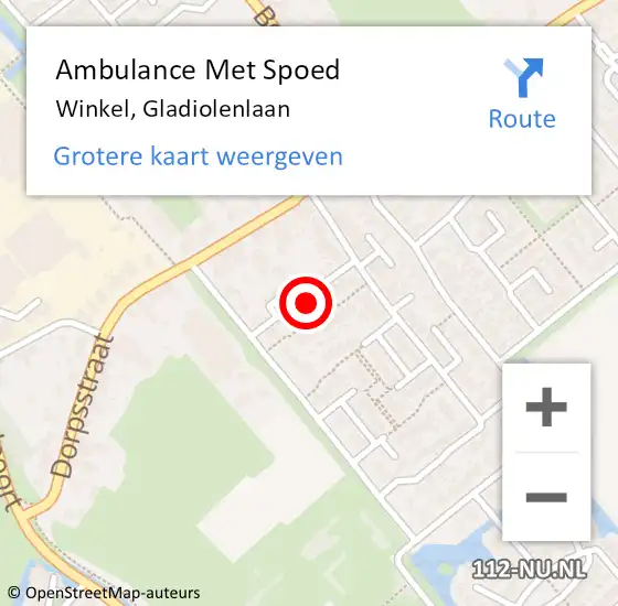 Locatie op kaart van de 112 melding: Ambulance Met Spoed Naar Winkel, Gladiolenlaan op 4 september 2021 02:03