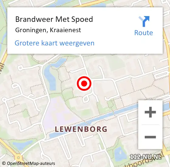 Locatie op kaart van de 112 melding: Brandweer Met Spoed Naar Groningen, Kraaienest op 4 september 2021 02:20