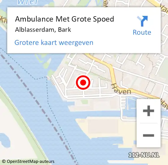 Locatie op kaart van de 112 melding: Ambulance Met Grote Spoed Naar Alblasserdam, Bark op 4 september 2021 02:53