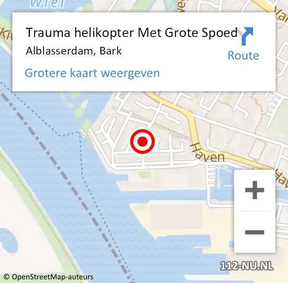 Locatie op kaart van de 112 melding: Trauma helikopter Met Grote Spoed Naar Alblasserdam, Bark op 4 september 2021 02:56