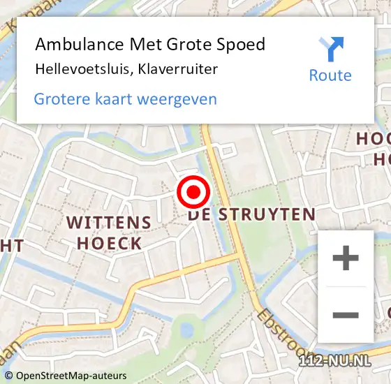 Locatie op kaart van de 112 melding: Ambulance Met Grote Spoed Naar Hellevoetsluis, Klaverruiter op 4 september 2021 03:04