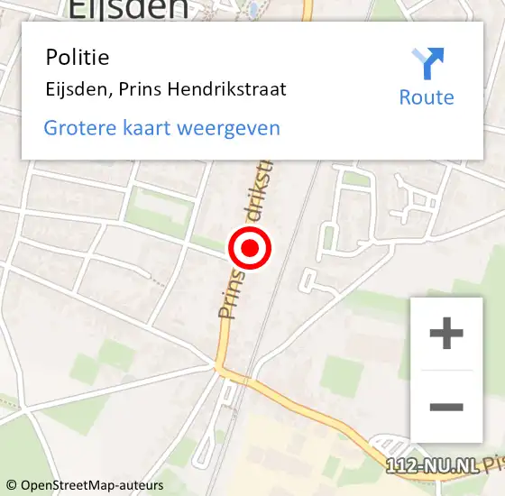 Locatie op kaart van de 112 melding: Politie Eijsden, Prins Hendrikstraat op 4 september 2021 03:40