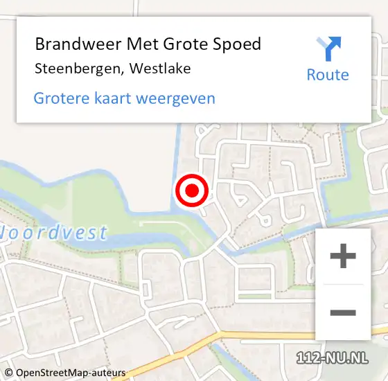 Locatie op kaart van de 112 melding: Brandweer Met Grote Spoed Naar Steenbergen, Westlake op 4 september 2021 04:18