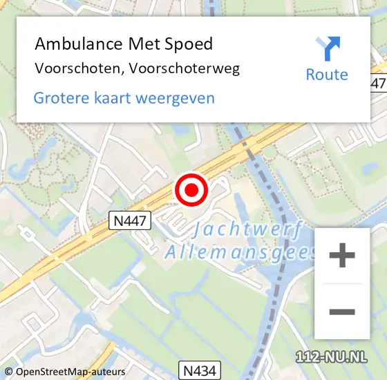 Locatie op kaart van de 112 melding: Ambulance Met Spoed Naar Voorschoten, Voorschoterweg op 4 september 2021 04:32