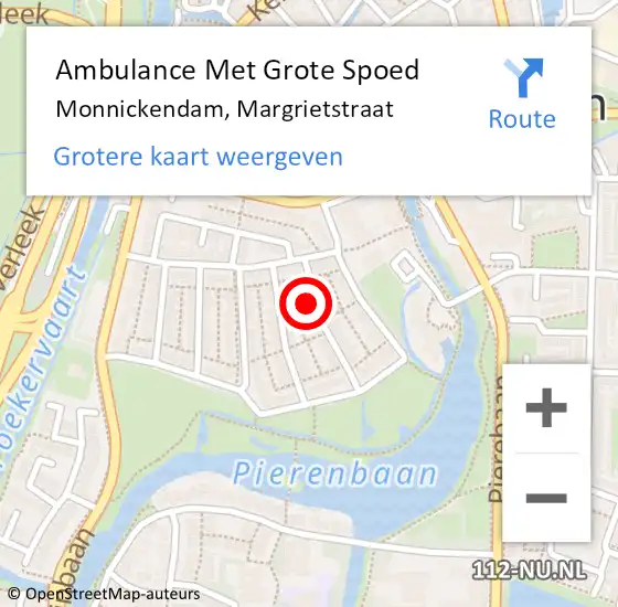 Locatie op kaart van de 112 melding: Ambulance Met Grote Spoed Naar Monnickendam, Margrietstraat op 4 september 2021 05:15