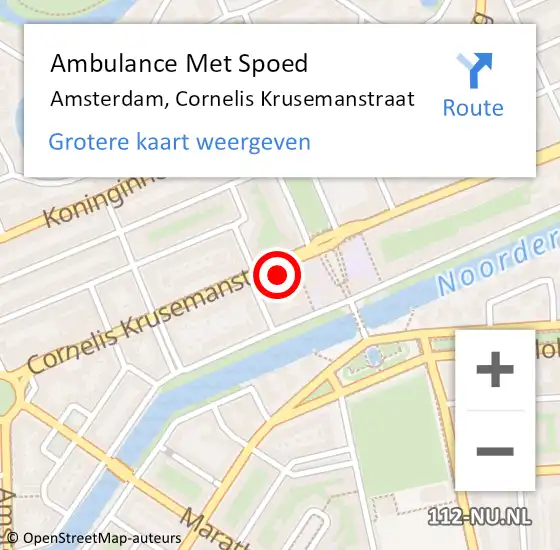Locatie op kaart van de 112 melding: Ambulance Met Spoed Naar Amsterdam, Cornelis Krusemanstraat op 4 september 2021 06:01