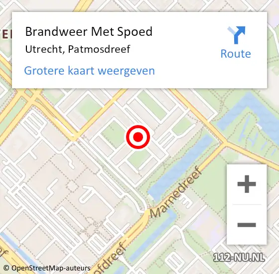 Locatie op kaart van de 112 melding: Brandweer Met Spoed Naar Utrecht, Patmosdreef op 4 september 2021 06:21