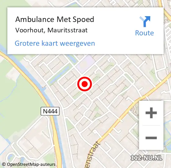 Locatie op kaart van de 112 melding: Ambulance Met Spoed Naar Voorhout, Mauritsstraat op 4 september 2021 07:06