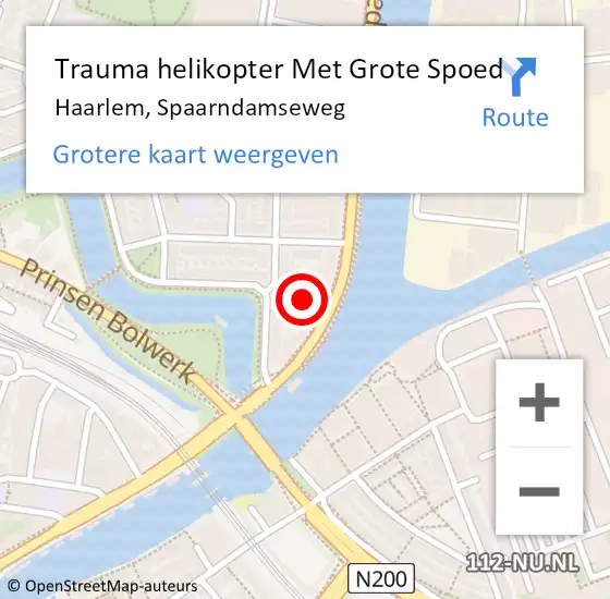 Locatie op kaart van de 112 melding: Trauma helikopter Met Grote Spoed Naar Haarlem, Spaarndamseweg op 4 september 2021 07:54