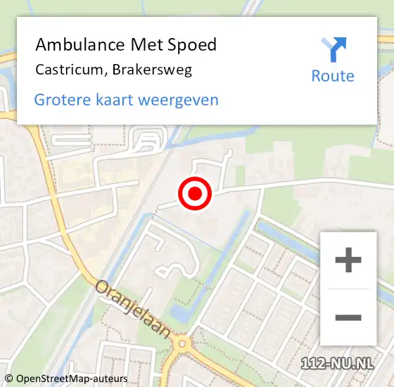 Locatie op kaart van de 112 melding: Ambulance Met Spoed Naar Castricum, Brakersweg op 4 september 2021 07:58