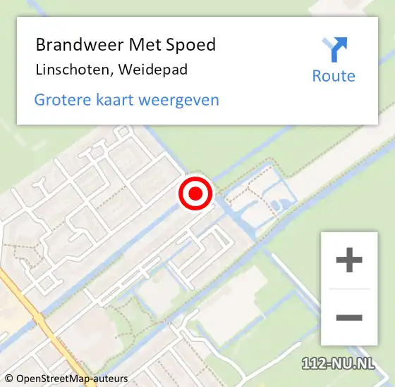 Locatie op kaart van de 112 melding: Brandweer Met Spoed Naar Linschoten, Weidepad op 4 september 2021 09:14