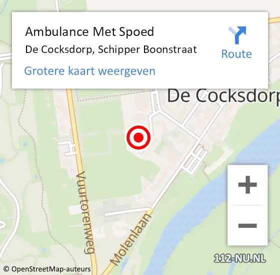 Locatie op kaart van de 112 melding: Ambulance Met Spoed Naar De Cocksdorp, Schipper Boonstraat op 4 september 2021 10:05