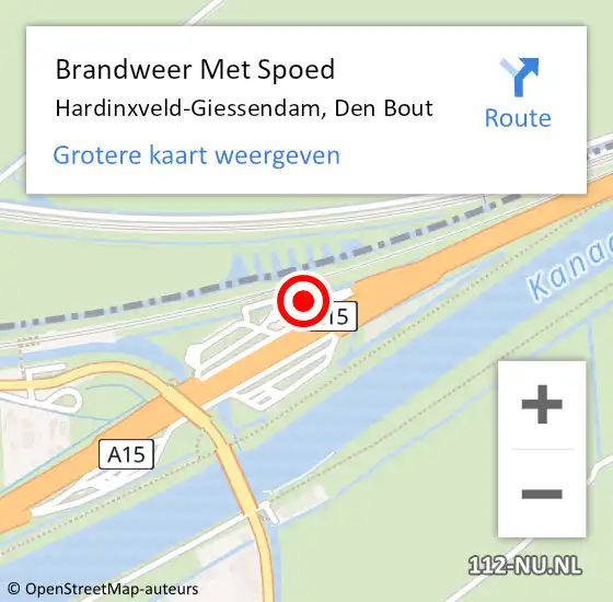 Locatie op kaart van de 112 melding: Brandweer Met Spoed Naar Hardinxveld-Giessendam, Den Bout op 4 september 2021 10:06