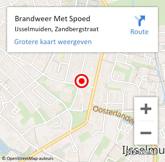 Locatie op kaart van de 112 melding: Brandweer Met Spoed Naar IJsselmuiden, Zandbergstraat op 4 september 2021 10:29