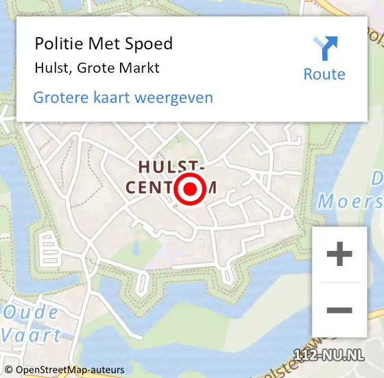 Locatie op kaart van de 112 melding: Politie Met Spoed Naar Hulst, Grote Markt op 4 september 2021 10:48