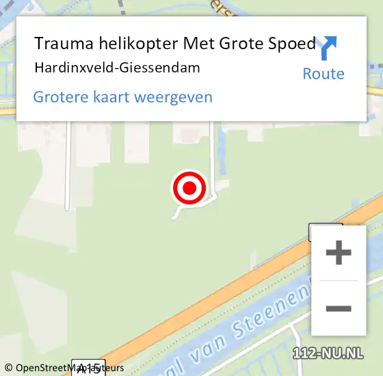 Locatie op kaart van de 112 melding: Trauma helikopter Met Grote Spoed Naar Hardinxveld-Giessendam op 4 september 2021 11:03