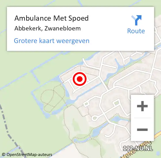Locatie op kaart van de 112 melding: Ambulance Met Spoed Naar Abbekerk, Zwanebloem op 4 september 2021 11:17