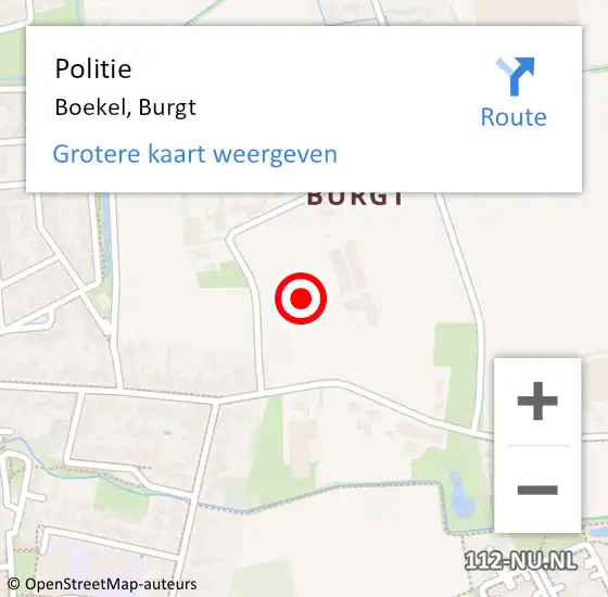 Locatie op kaart van de 112 melding: Politie Boekel, Burgt op 4 september 2021 11:22