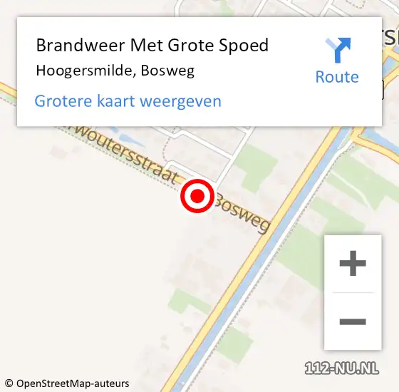 Locatie op kaart van de 112 melding: Brandweer Met Grote Spoed Naar Hoogersmilde, Bosweg op 4 september 2021 11:23