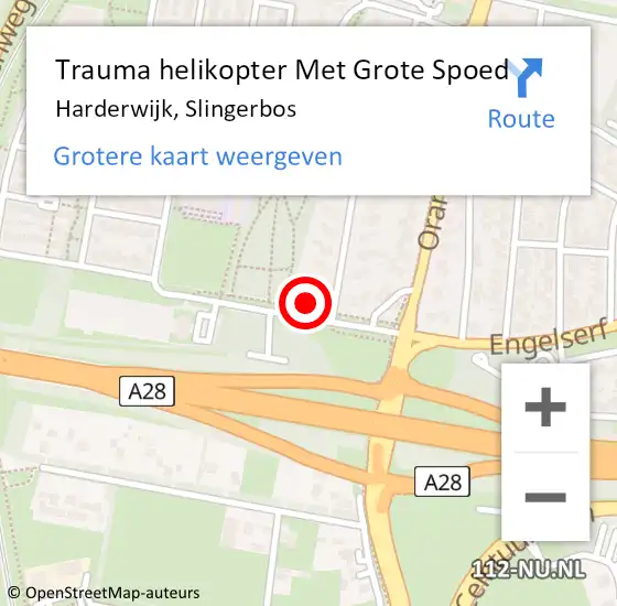 Locatie op kaart van de 112 melding: Trauma helikopter Met Grote Spoed Naar Harderwijk, Slingerbos op 4 september 2021 11:41