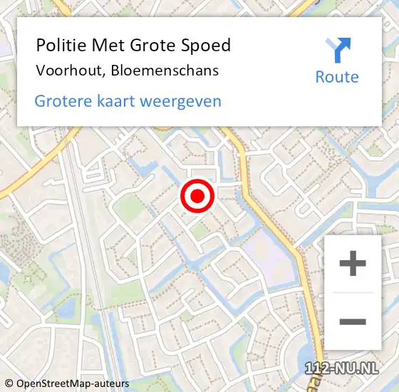 Locatie op kaart van de 112 melding: Politie Met Grote Spoed Naar Voorhout, Bloemenschans op 4 september 2021 11:47