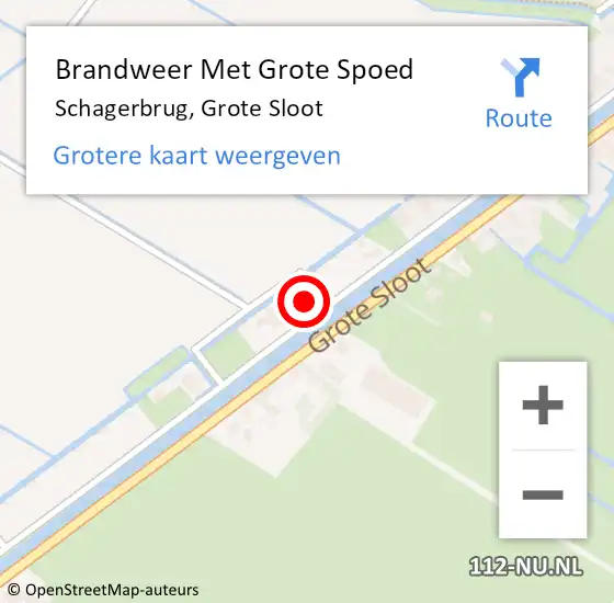 Locatie op kaart van de 112 melding: Brandweer Met Grote Spoed Naar Schagerbrug, Grote Sloot op 4 september 2021 11:55