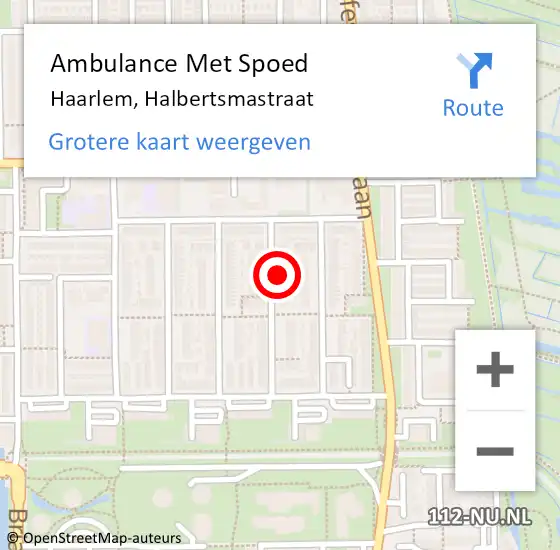 Locatie op kaart van de 112 melding: Ambulance Met Spoed Naar Haarlem, Halbertsmastraat op 4 september 2021 12:16