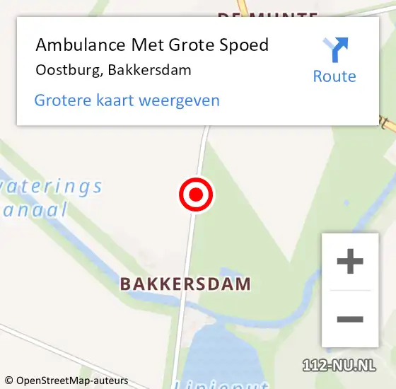 Locatie op kaart van de 112 melding: Ambulance Met Grote Spoed Naar Oostburg, Bakkersdam op 21 juni 2014 19:36