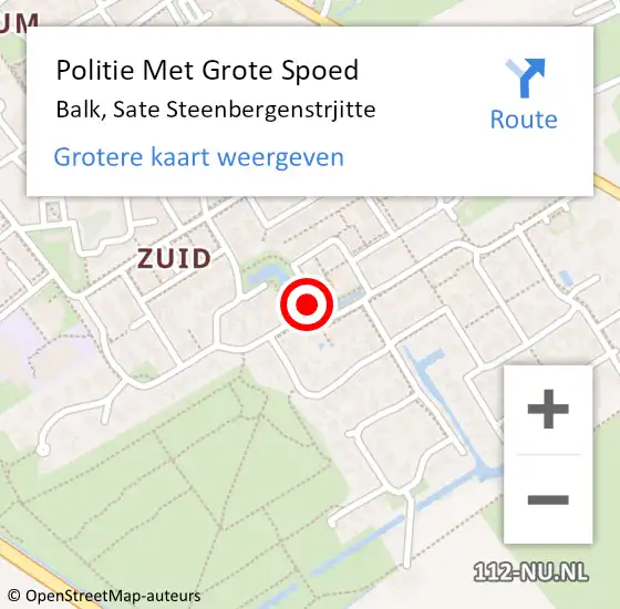 Locatie op kaart van de 112 melding: Politie Met Grote Spoed Naar Balk, Sate Steenbergenstrjitte op 4 september 2021 12:18