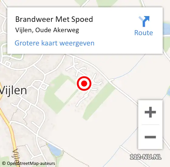 Locatie op kaart van de 112 melding: Brandweer Met Spoed Naar Vijlen, Oude Akerweg op 4 september 2021 12:31