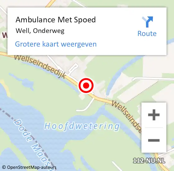 Locatie op kaart van de 112 melding: Ambulance Met Spoed Naar Well, Onderweg op 4 september 2021 12:49