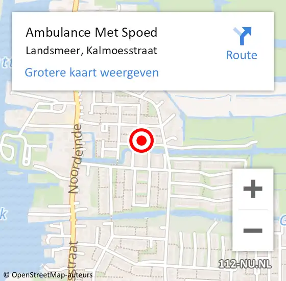 Locatie op kaart van de 112 melding: Ambulance Met Spoed Naar Landsmeer, Kalmoesstraat op 4 september 2021 12:56