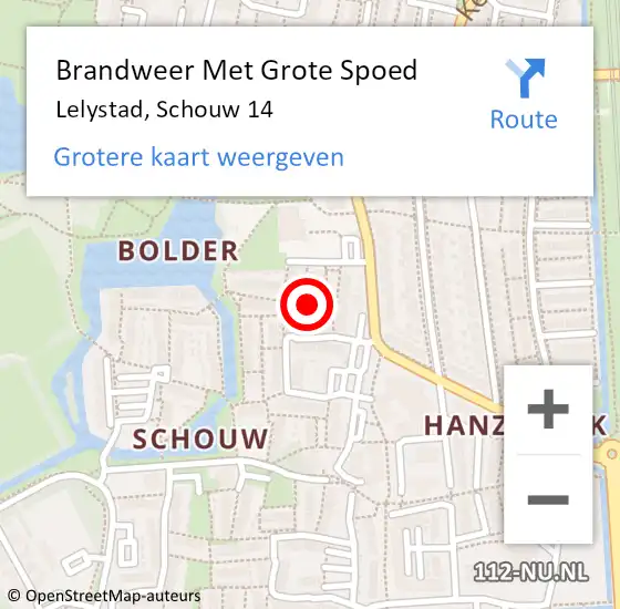 Locatie op kaart van de 112 melding: Brandweer Met Grote Spoed Naar Lelystad, Schouw 14 op 4 september 2021 12:59