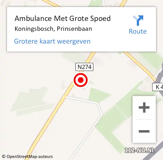 Locatie op kaart van de 112 melding: Ambulance Met Grote Spoed Naar Koningsbosch, Prinsenbaan op 4 september 2021 13:11