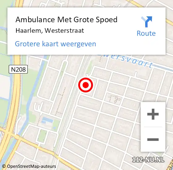 Locatie op kaart van de 112 melding: Ambulance Met Grote Spoed Naar Haarlem, Westerstraat op 4 september 2021 13:14