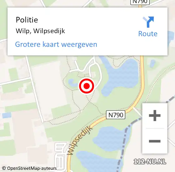 Locatie op kaart van de 112 melding: Politie Wilp, Wilpsedijk op 4 september 2021 13:19