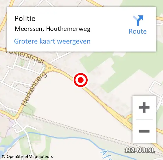 Locatie op kaart van de 112 melding: Politie Meerssen, Houthemerweg op 4 september 2021 13:22