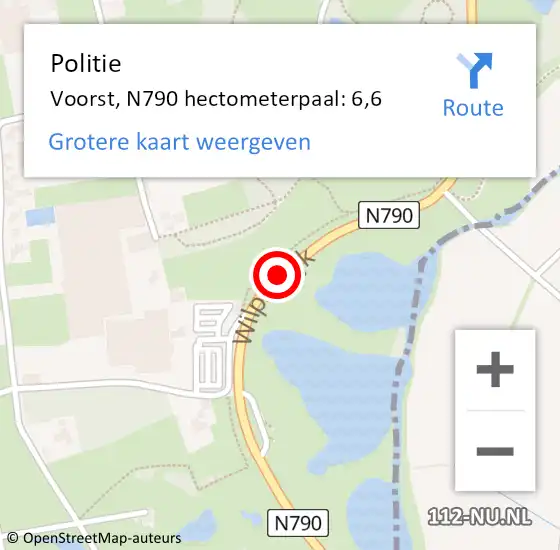 Locatie op kaart van de 112 melding: Politie Voorst, N790 hectometerpaal: 6,6 op 4 september 2021 13:24