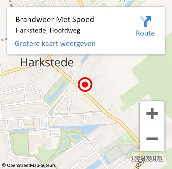 Locatie op kaart van de 112 melding: Brandweer Met Spoed Naar Harkstede, Hoofdweg op 4 september 2021 13:32