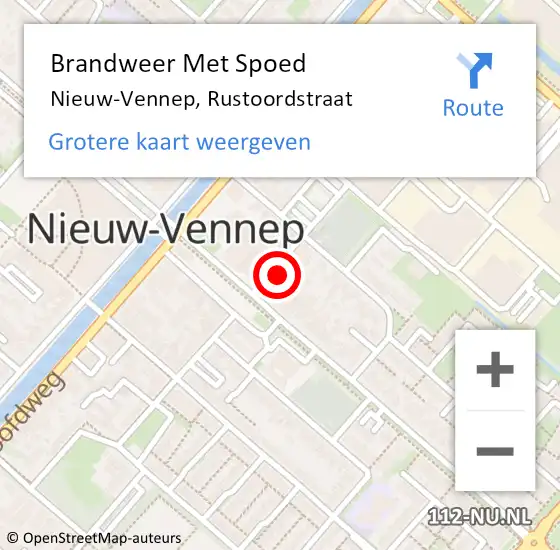 Locatie op kaart van de 112 melding: Brandweer Met Spoed Naar Nieuw-Vennep, Rustoordstraat op 4 september 2021 13:35