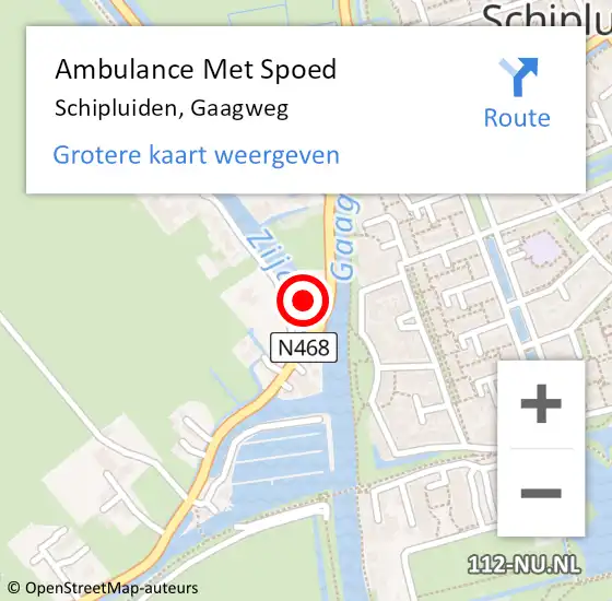 Locatie op kaart van de 112 melding: Ambulance Met Spoed Naar Schipluiden, Gaagweg op 4 september 2021 13:35