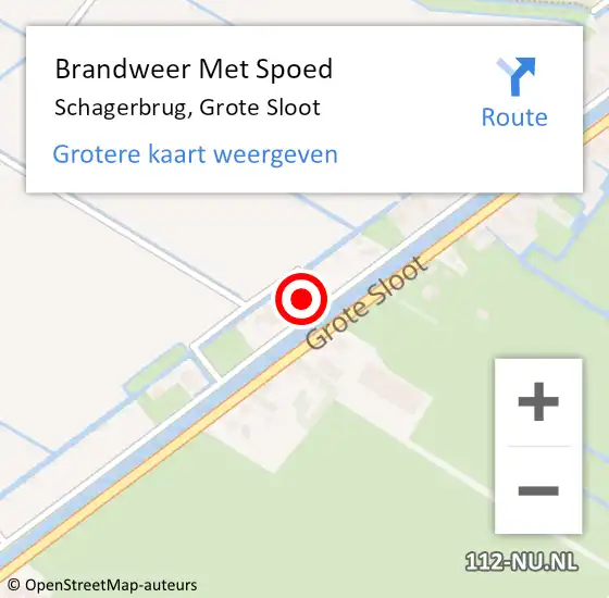 Locatie op kaart van de 112 melding: Brandweer Met Spoed Naar Schagerbrug, Grote Sloot op 4 september 2021 13:38