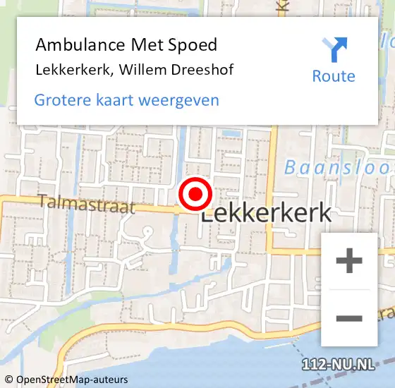 Locatie op kaart van de 112 melding: Ambulance Met Spoed Naar Lekkerkerk, Willem Dreeshof op 4 september 2021 13:57