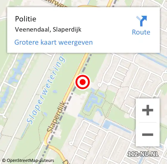 Locatie op kaart van de 112 melding: Politie Veenendaal, Slaperdijk op 4 september 2021 13:58