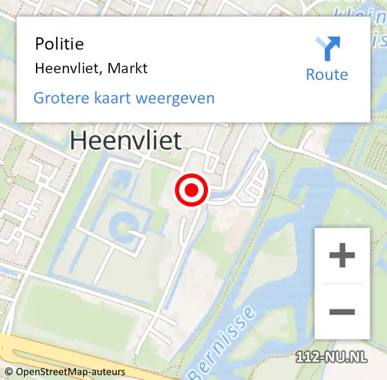 Locatie op kaart van de 112 melding: Politie Heenvliet, Markt op 4 september 2021 14:01