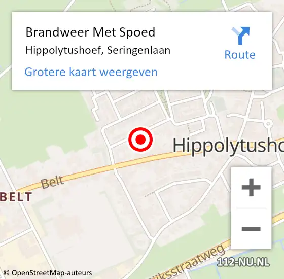 Locatie op kaart van de 112 melding: Brandweer Met Spoed Naar Hippolytushoef, Seringenlaan op 4 september 2021 14:08