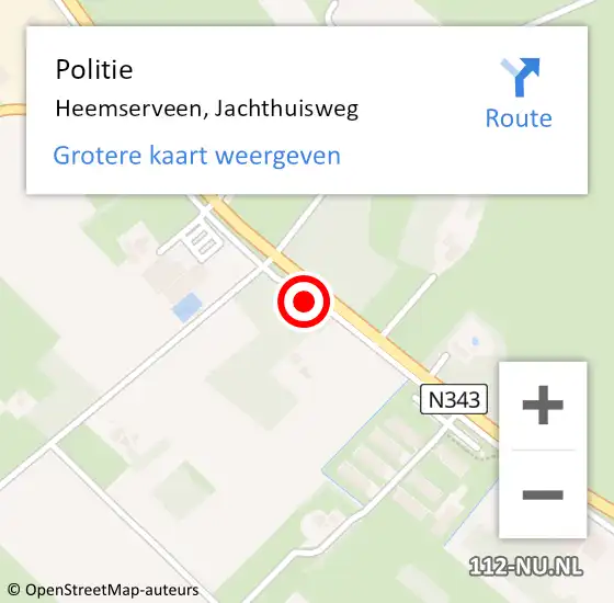 Locatie op kaart van de 112 melding: Politie Heemserveen, Jachthuisweg op 4 september 2021 14:31