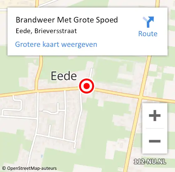 Locatie op kaart van de 112 melding: Brandweer Met Grote Spoed Naar Eede, Brieversstraat op 4 september 2021 14:42